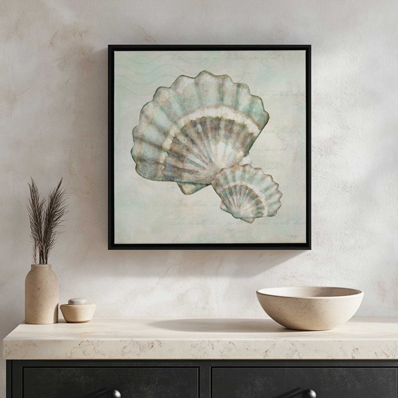 «Seashells I» par Mollie B., reproduction d'art, 36 W x 36 H, Black, Toile avec cadre
