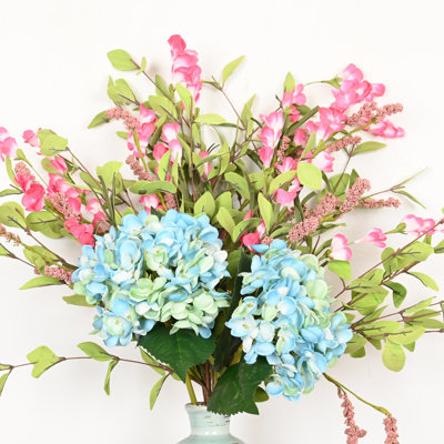 Arrangement floral 24 "avec fleurs d'hortensia artificielles 24" pour remplissage de vase, bouquet de fleurs à longue tige de verdure de style campagnard pour fête de mariage