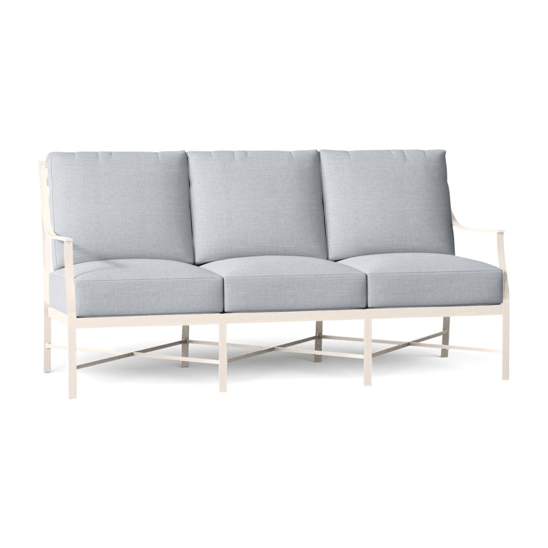 Monaco 74.5" Wide Outdoor Patio Sofa with Cushions, No Welt, Linen Chambray, Black