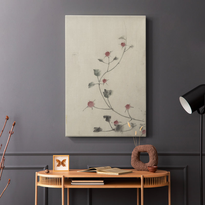 Imprimé floral rétro CXCV - galerie enveloppée Cavas, H 36 po x l 24 po