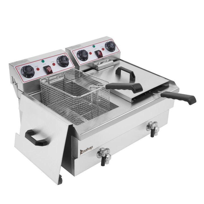 Rebuyhome 5000 Watt 23.6 2 Basket Deep Fryer with Timer