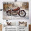 Red Rustic Bike In Winter - Ensemble de salon d'art mural moto-107759595-107759597