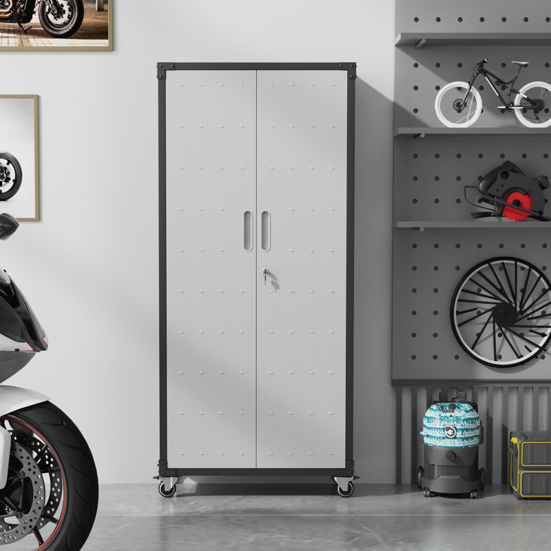 71" H Metal Removable Garage Storage Cabinet with Adjustable Shelves.