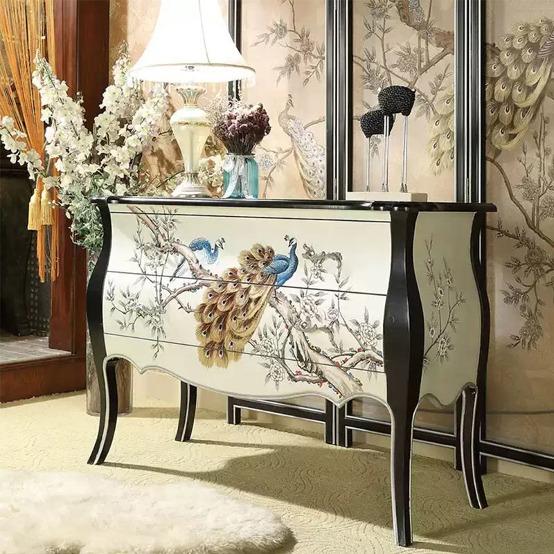 Vintage Painted Console Table with Drawers