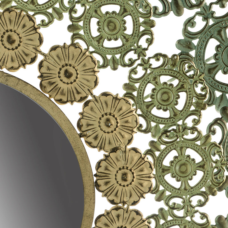 Miroir à médaillon avec gracieux fer forgé et beauté florale exquise grâce