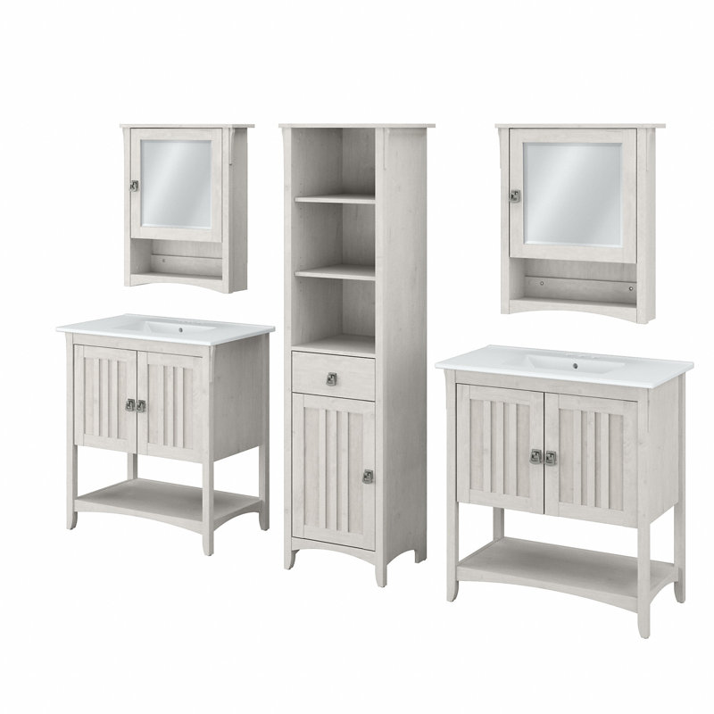Ensemble de meuble-lavabo simple 32 "avec miroir , Chêne blanc