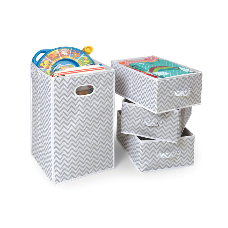 Fabric Laundry Set with Handles, Gray