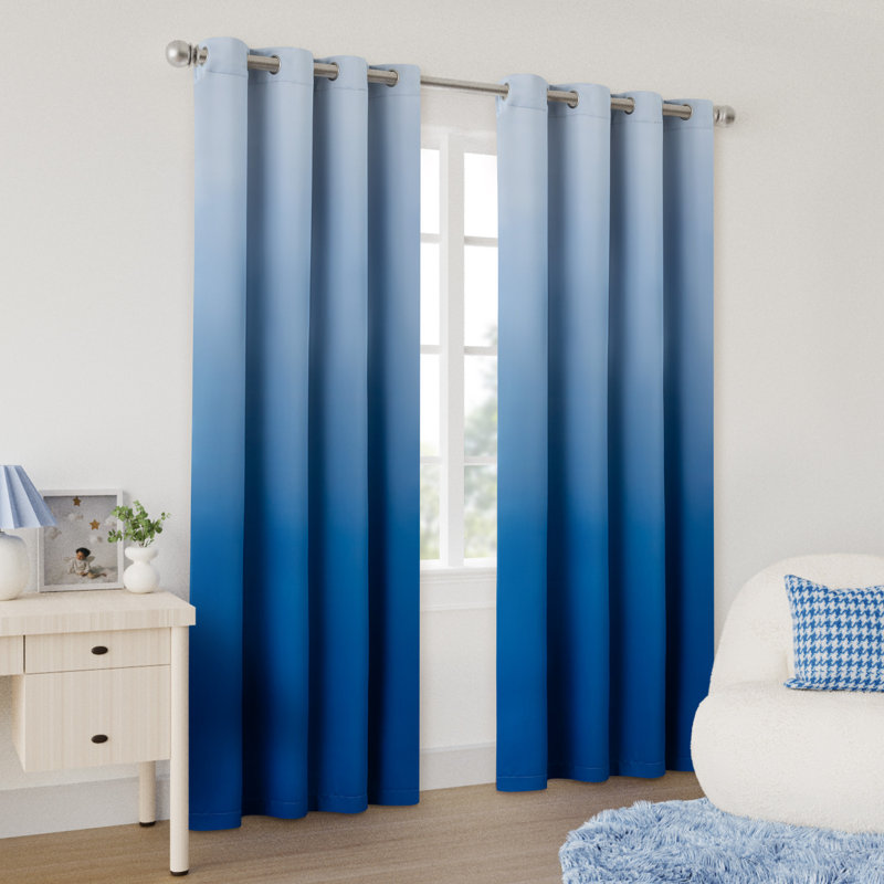 Paire de rideaux obscurcissant avec œillets Ombre (2 panneaux), L 52 po x L 84 po, Bleu