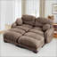 Pleated Design Cozy Chenille Fabric 2 Seater Modular Sofa with High-Density Ergonomic Foam, L Shape Sectional Couch, 2 Ottomans, and Round Armrests, Brown-133248018-133248017