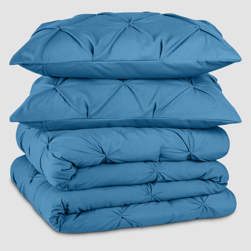 Microfiber Solid No Pattern Colour Duvet Cover Set with Pillowcases, Super King Duvet Cover Set + 2 Pillowcases, Washed Blue
