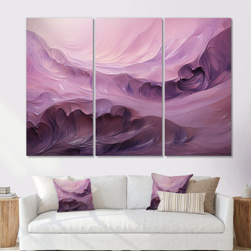 Ensemble d'art mural sur toile Tuba Terrain Mountainous Mauve VI - Encre liquide, Toile tendue, H 32 po x l 48 po x P 1 po