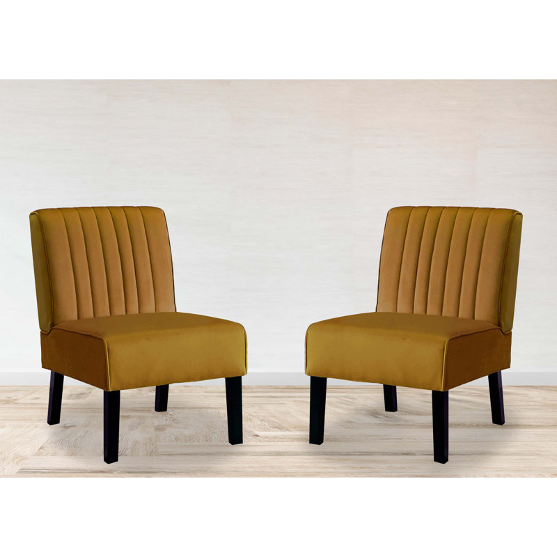 Ensemble de 2 chaises d'appoint Reese Mid Century Modern, Jaune