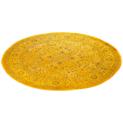 Overdyed Hand-Knotted Wool Modern-Contemporary Yellow Area Rug 8' 2" x 8' 2"