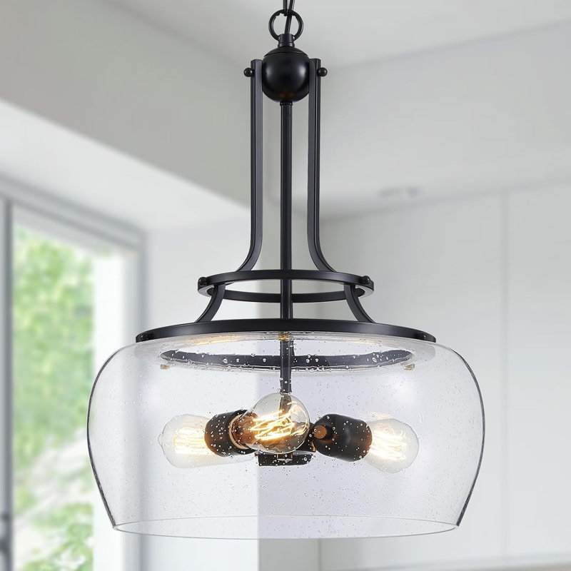 Lustre circulaire de style campagnard, Noir