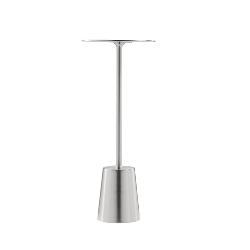 Silver Round Steel Mirrored Pedestal End Table