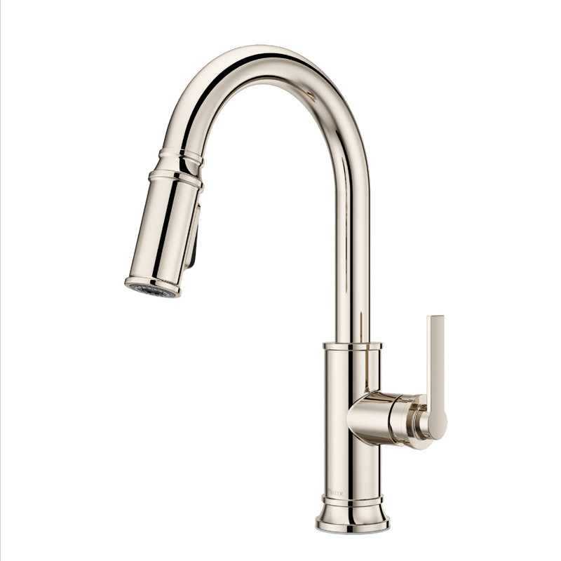 Robinet de cuisine rétractable en nickel poli Colfax, Polished Nickel