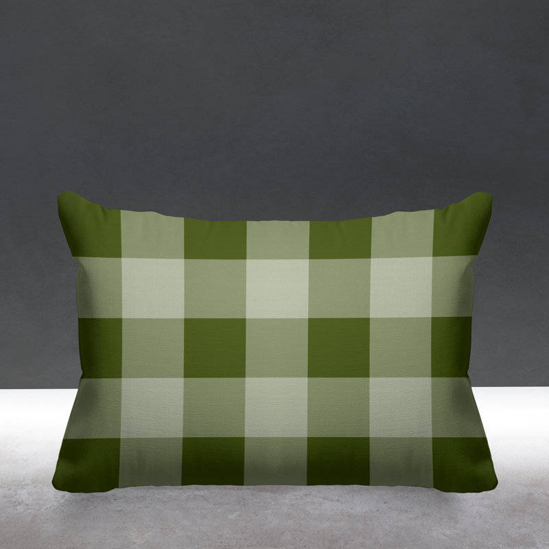 Outdoor Reversible Throw Pillow, Green, 14" x 20", Rectangle