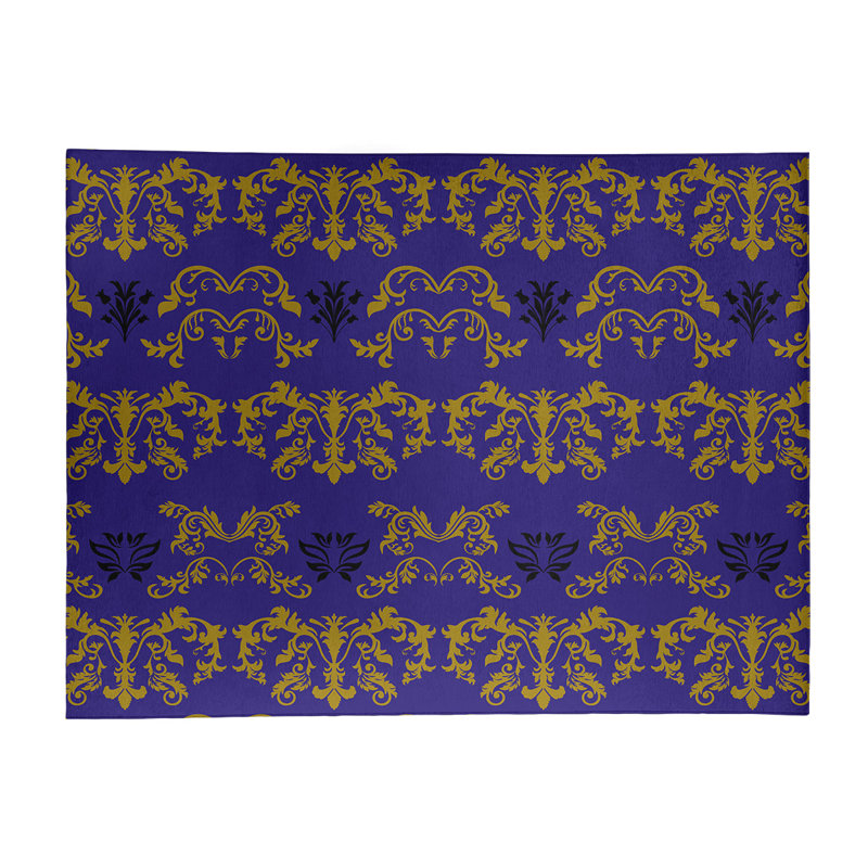 Tapis mauve / jaune Damask, Rectangle 9 pi x 12 pi