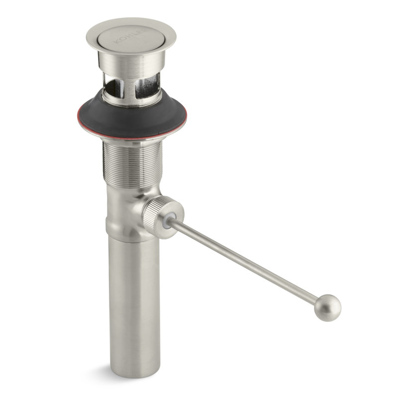 Drain escamotable pour lavabo de salle de bain Premier, Nickel brossé éclatant, Oui
