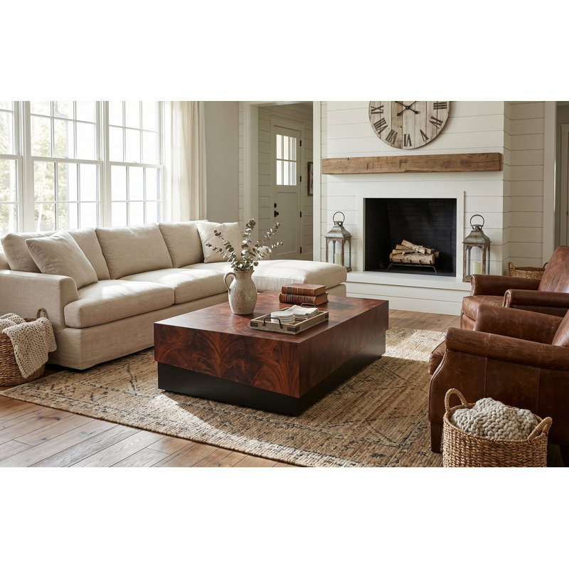 Burl Block Coffee Table, Dark Brown