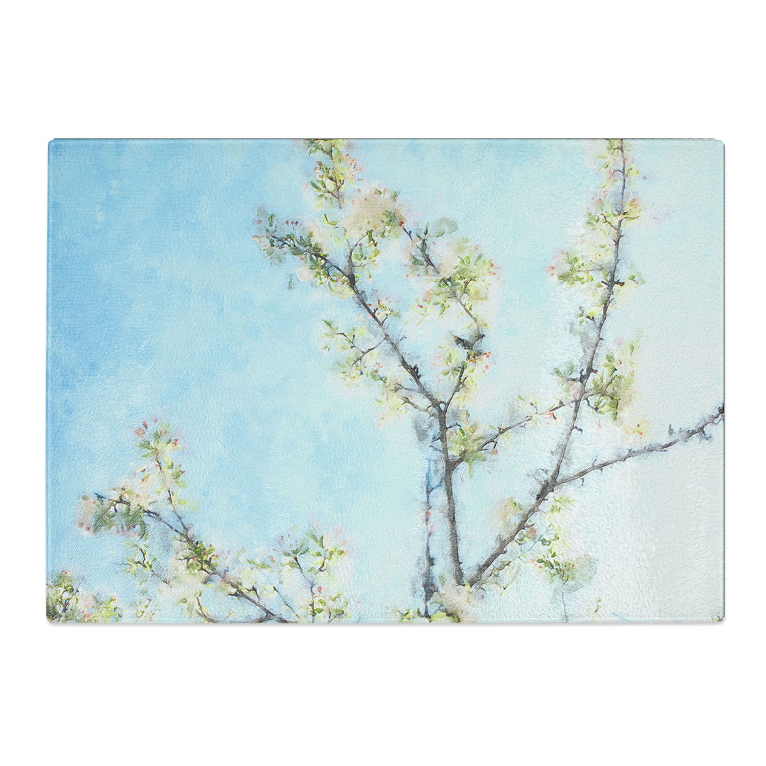 Tempered Glass a Cherry Blossom Tree Painting Chopping Board
