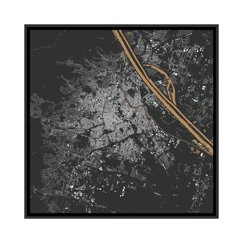«Vienna», impression sur toile tendue, H 18 po x l 18 po x P 1,5 po, Toile avec cadre noir, Pas de tapis