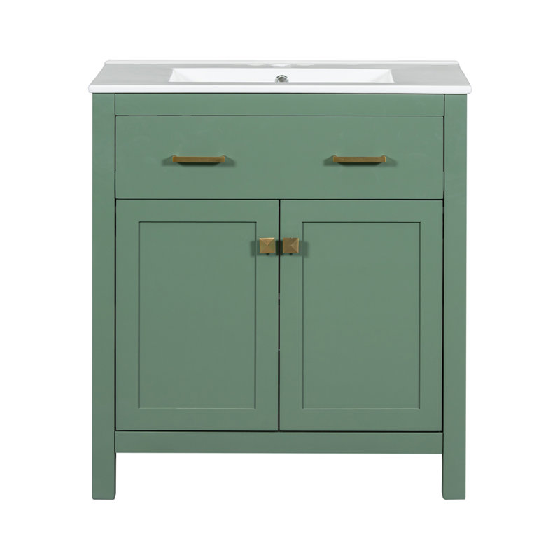 Meuble-lavabo de 30 pouces avec lavabo, Vert