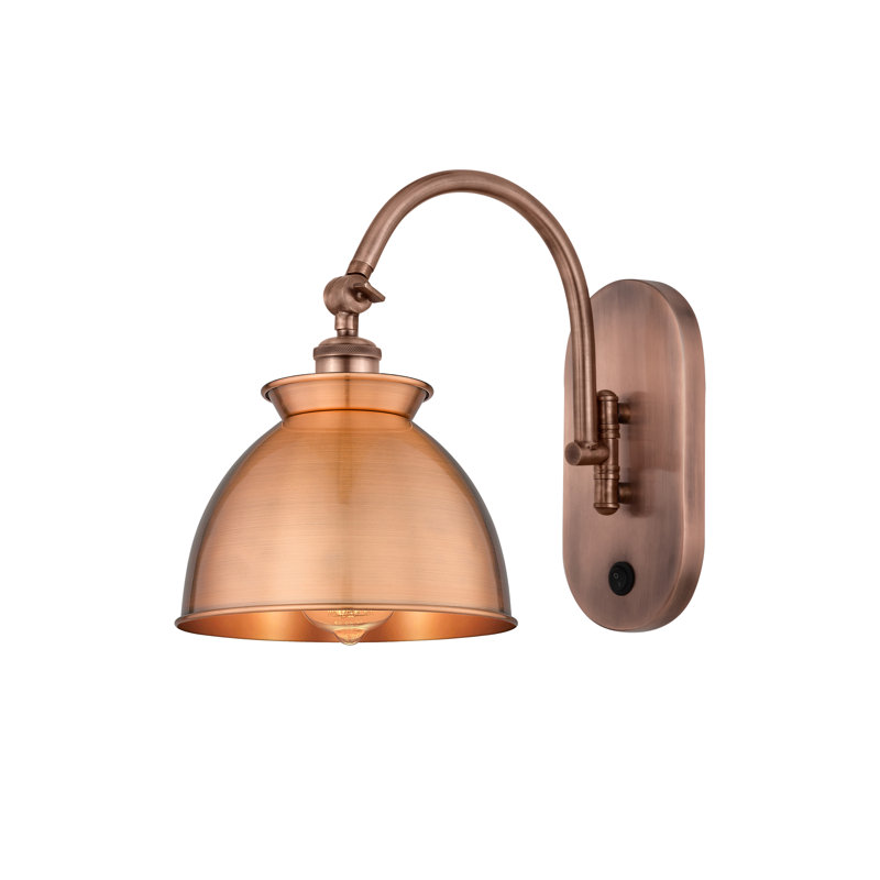 Gustau Swing Arm Sconce, Incandescent, Antique Copper, Antique Copper
