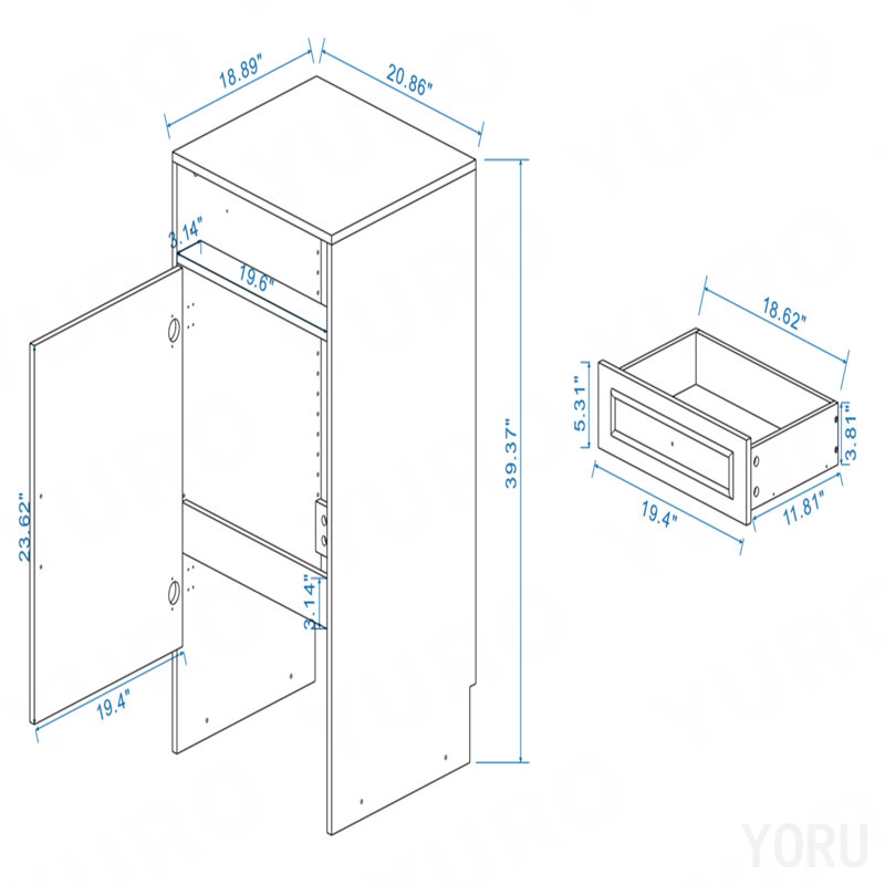 Armoire de rangement, tiroir / support, mobile pour robot aspirateur - standard
