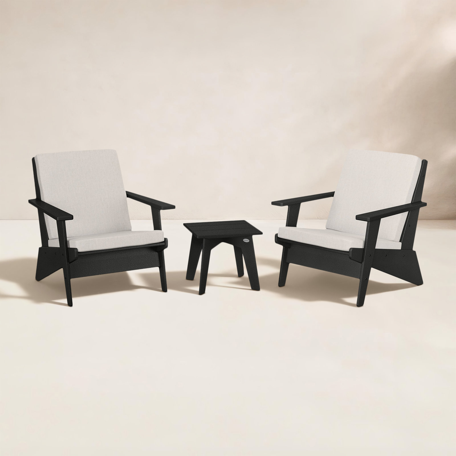 POLYWOOD® Riviera 2-Person Patio Seating Group, Cast Ash, Black