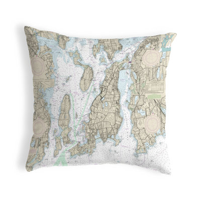 Nautical Map Outdoor Reversible Throw Pillow
