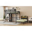 Lit double superposé double au-dessus d'un lit double avec bureau et étagères, lit superposé amovible en métal avec DEL et station de charge-1067351368