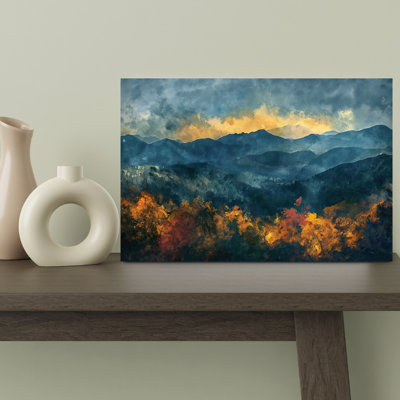 «Blue Smokey Mountains», art abstrait abstrait contemporain, paysage dramatique