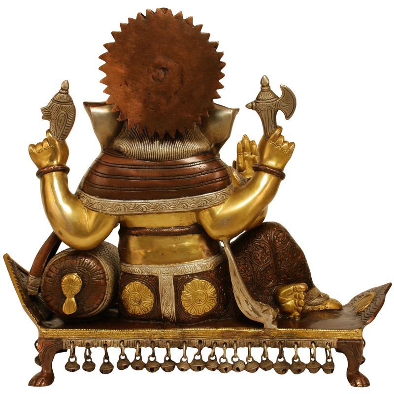 Figurine lord Ganesha assis sur Chowki, Vert