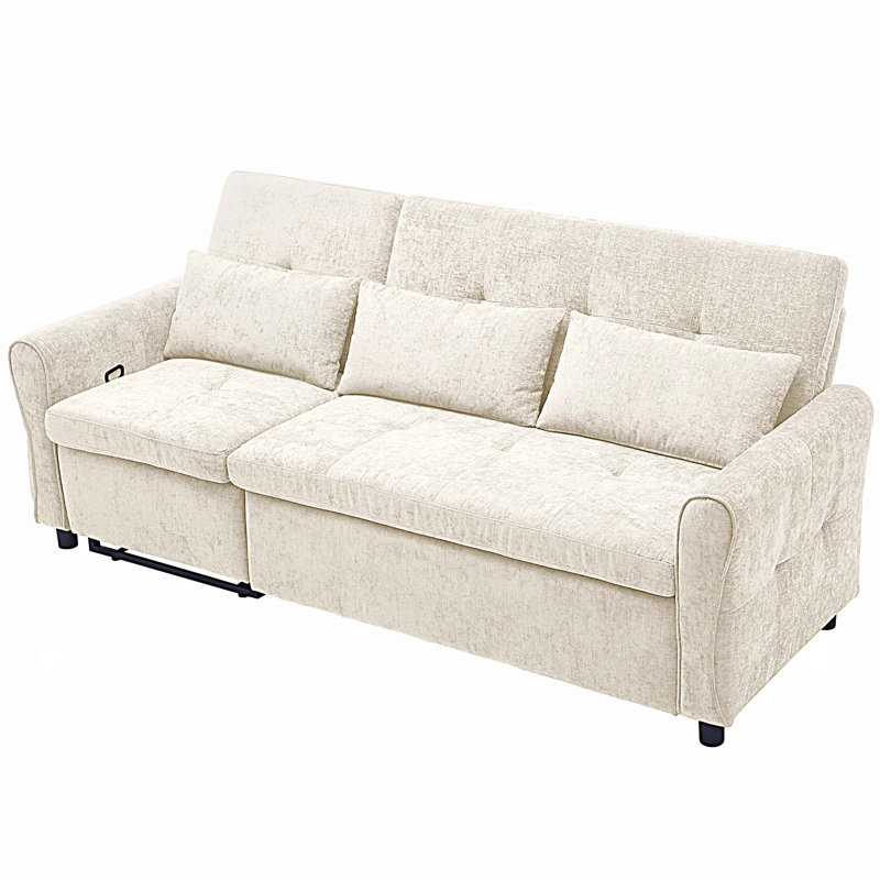 Canapé 2-en-1 3 places avec canapé-lit et canapé inclinable réversible, Beige