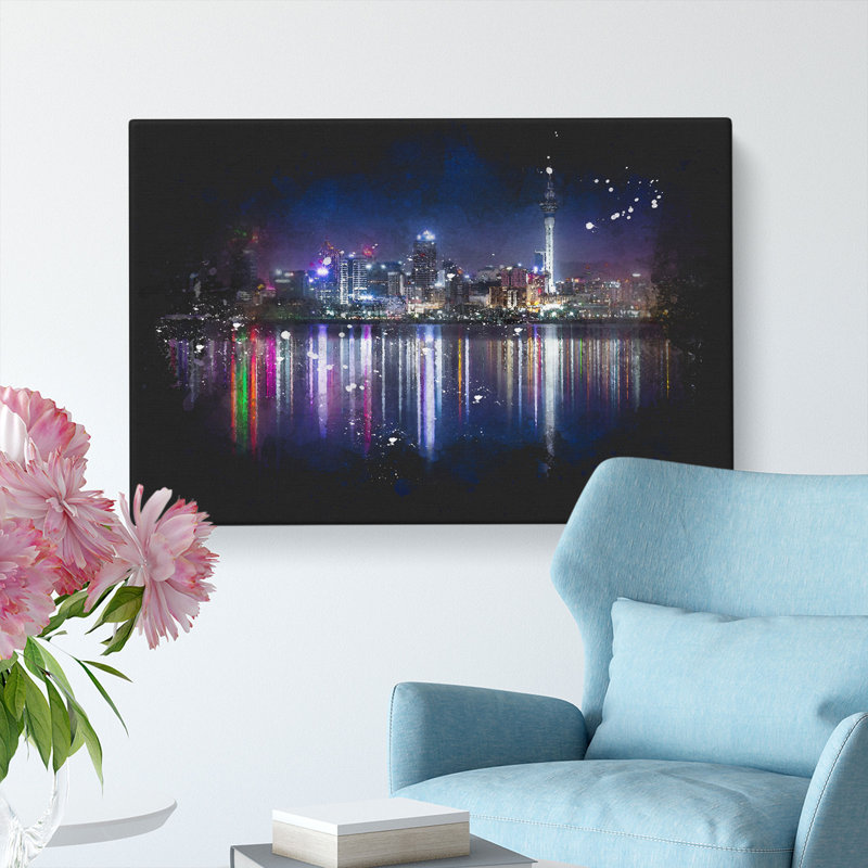 Reflections Of The Auckland Skyline - Wrapped Canvas, 60cm H x 91cm W x 3cm D