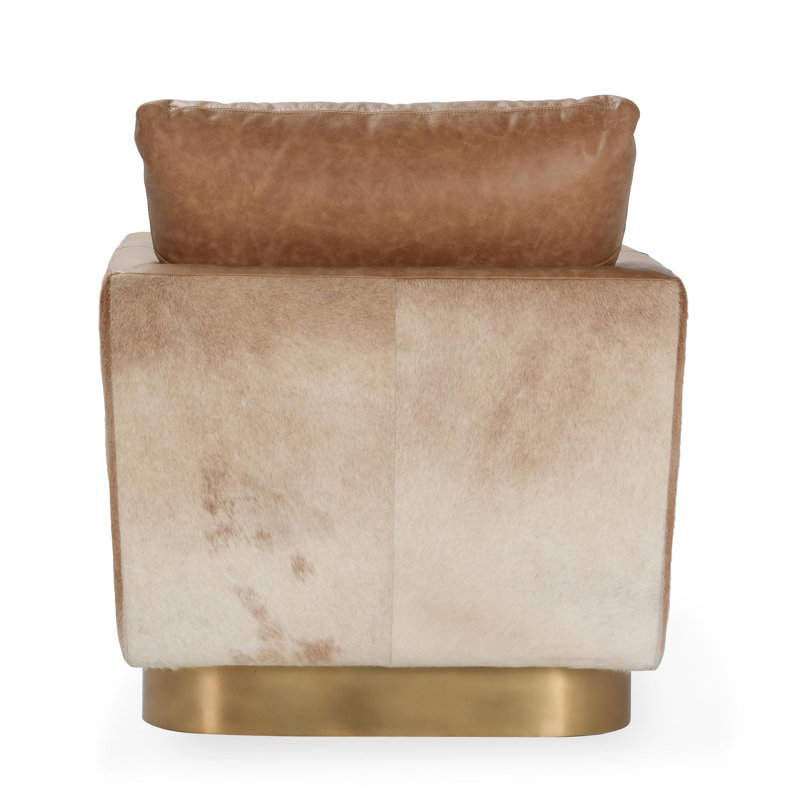 Lathe Leather Accent Chair, Chestnut Top Grain Leather/Gold