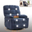 Fauteuil inclinable manuel à massage thermique avec chaise berçante et pivotante en tissu pour le salon