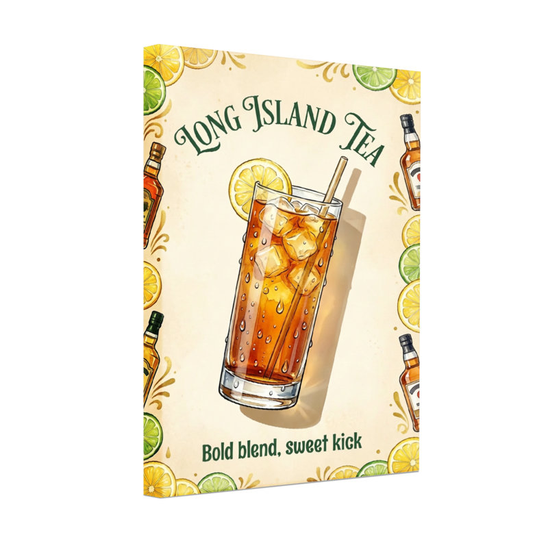 Motif de cocktail tendance Long Island Tea, H 36 po x l 24 po