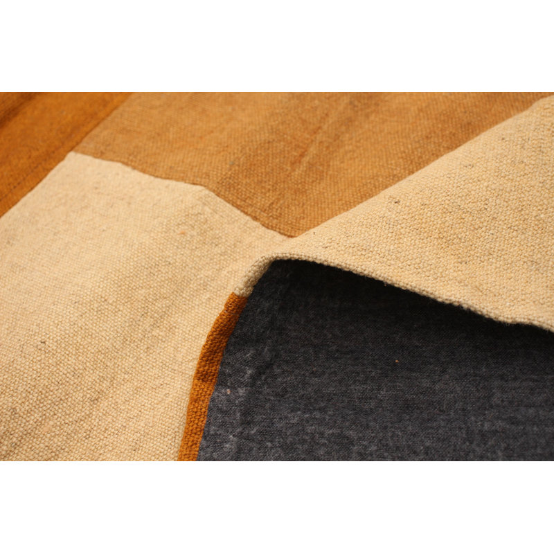 Tapis en laine brun clair/beige tissé à la main kilim Eliska