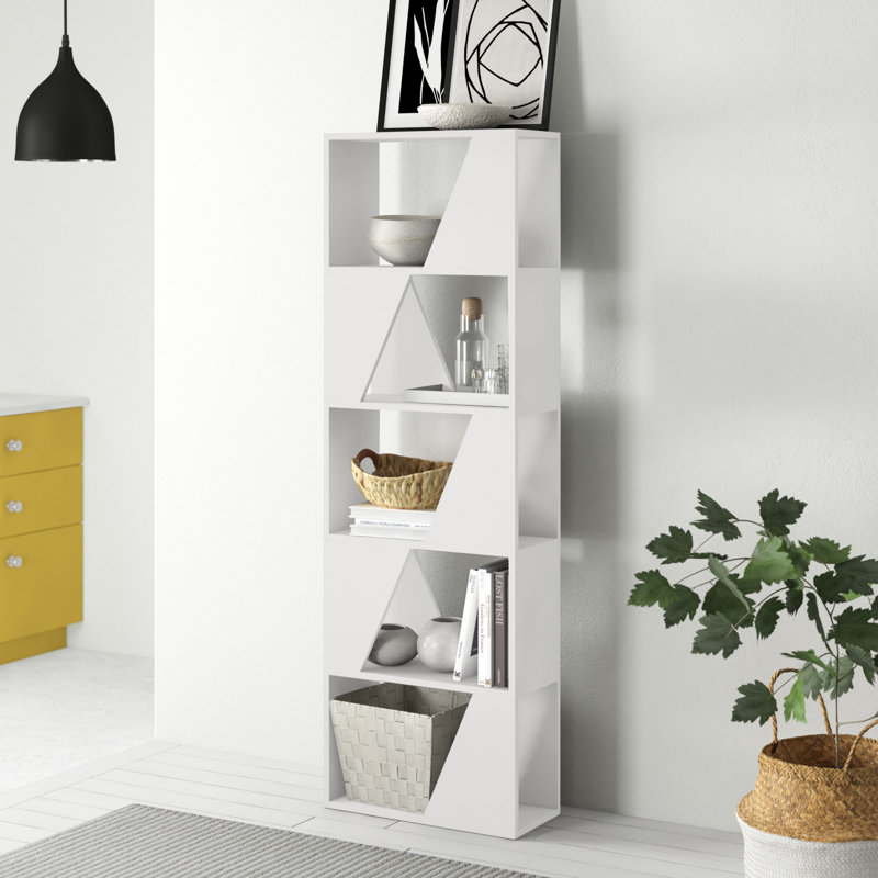Gigi Modern Diagonal Freestanding Bookcase Stylish 5-Tier Storage Unit, White