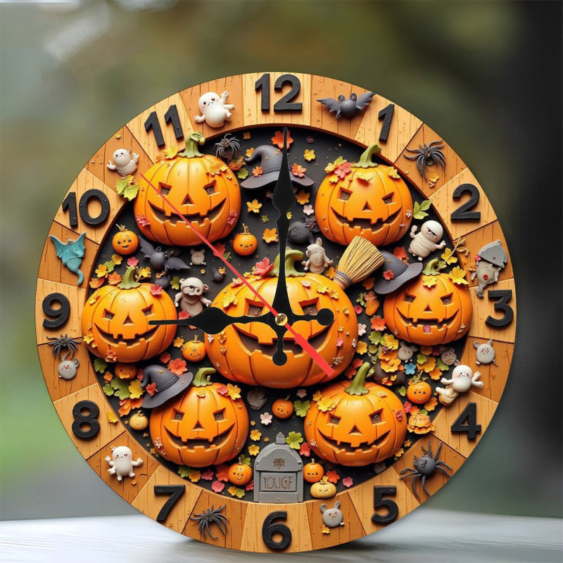 Horloge d'Halloween citrouilles fantaisiste