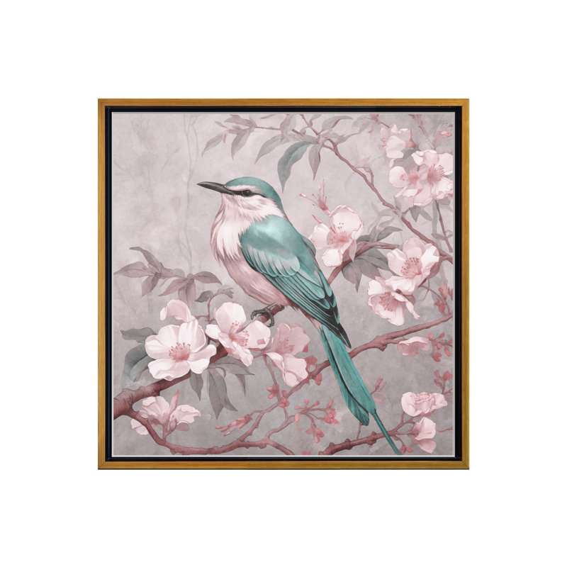 Nature Inspired Blue Chinoiserie Bird Spring Vibes, 48" H x 48" W
