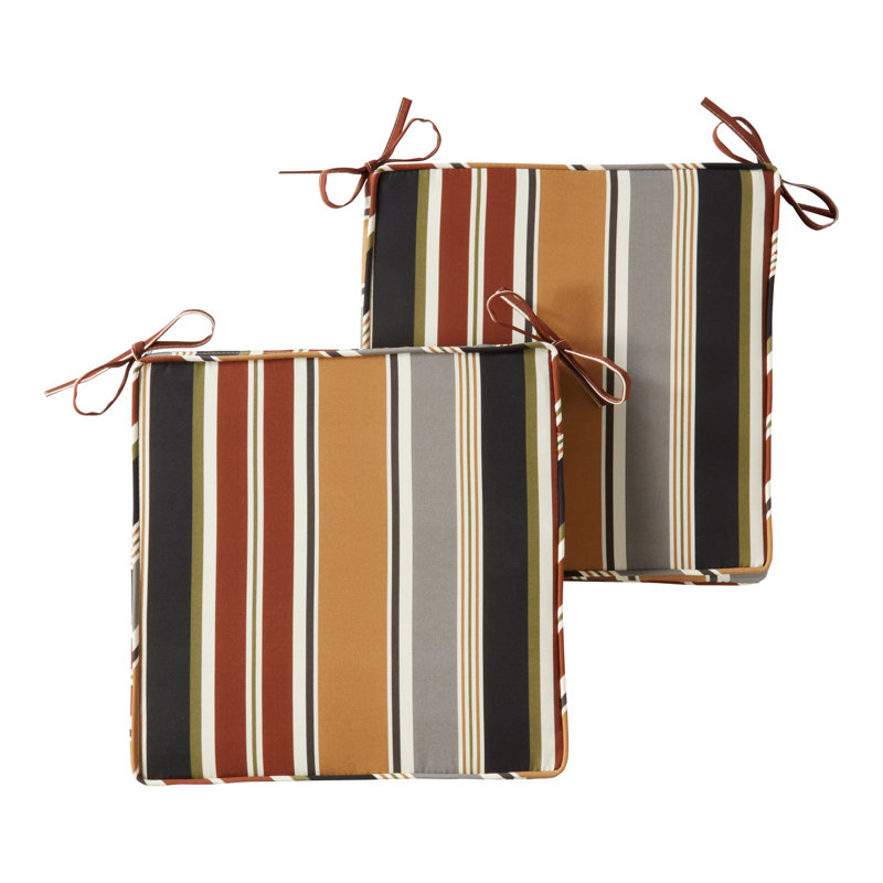 Outdoor Dining Chair Seat Pad, Brick Striped