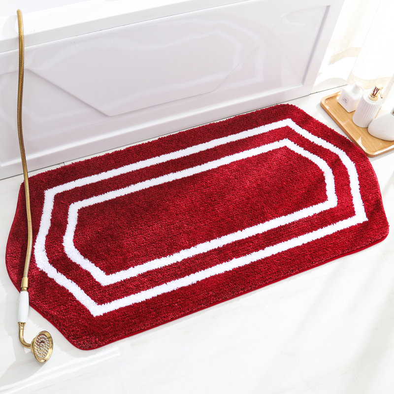Shilyn Non-Slip Bath Rug, 24"W x 48"L, Red