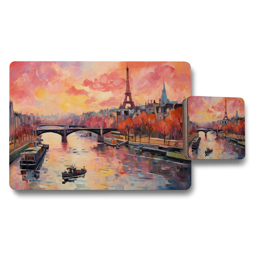 Paris Sunset River Seine Placemats and Coasters Set