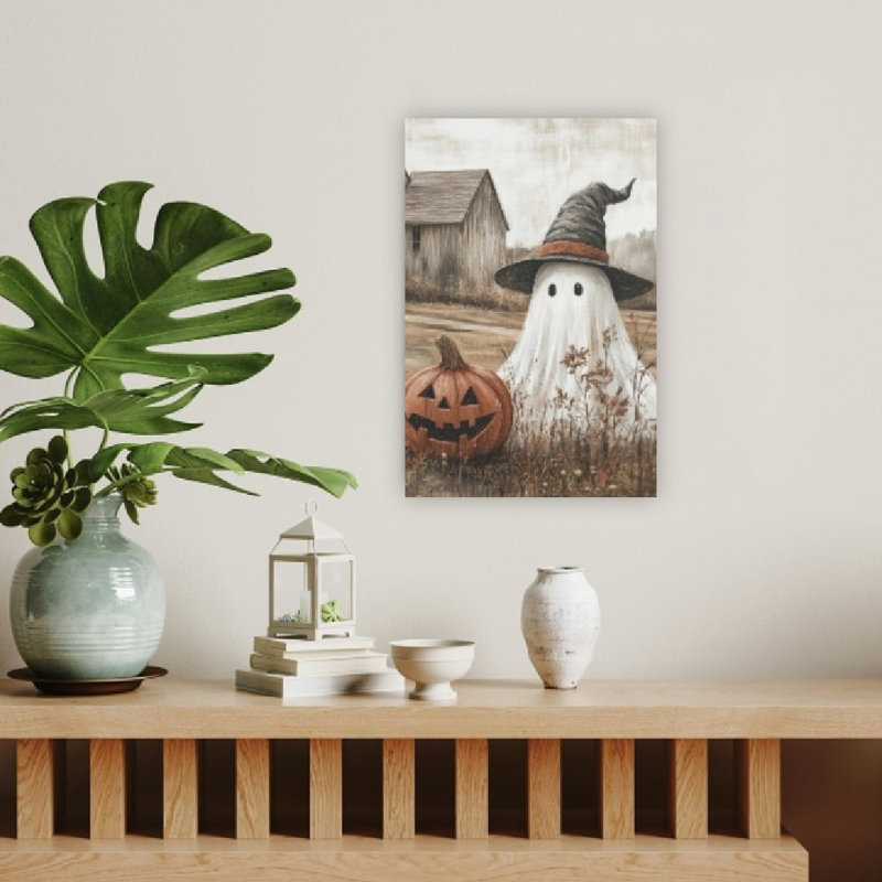 Thème amical des fantômes et des citrouilles, art mural non encadré, 16 x 20