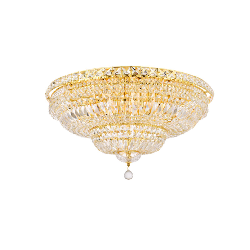 Cristal taillé royal clair Tranquil Maxfield, H 14 po x l 30 po x P 30 po, Doré, 18 lumières