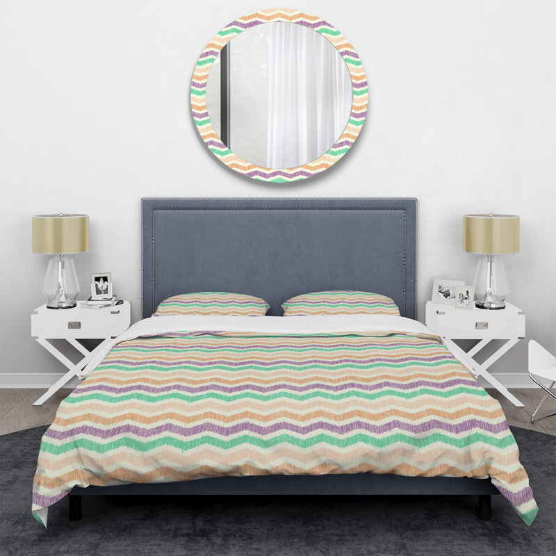 Ensemble de housse de couette en microfibre mauve / orange / vert 3 pièces