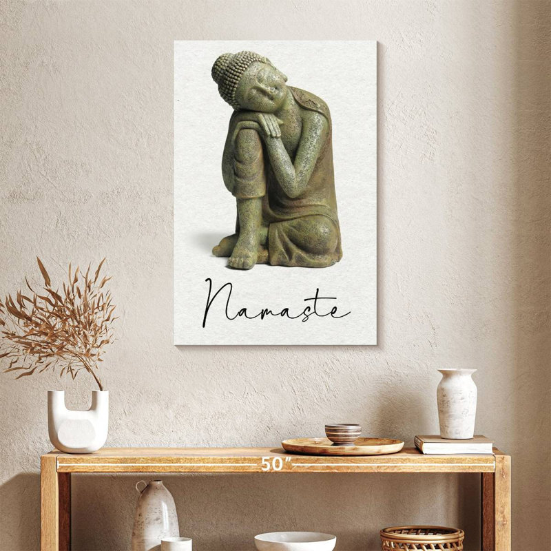 Namaste assis Bouddha sur toile, H 36 po x l 24 po x P 1,25 po